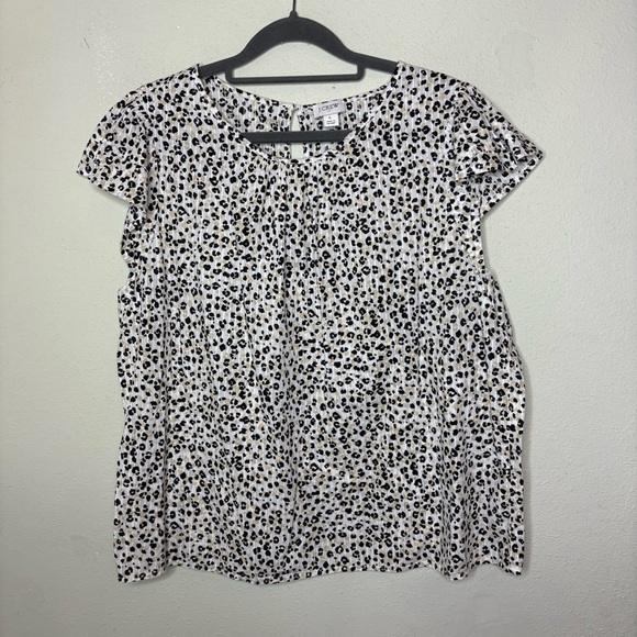 J. Crew Tops - J. Crew Black and White Animal Print Patterned Blouse Large
